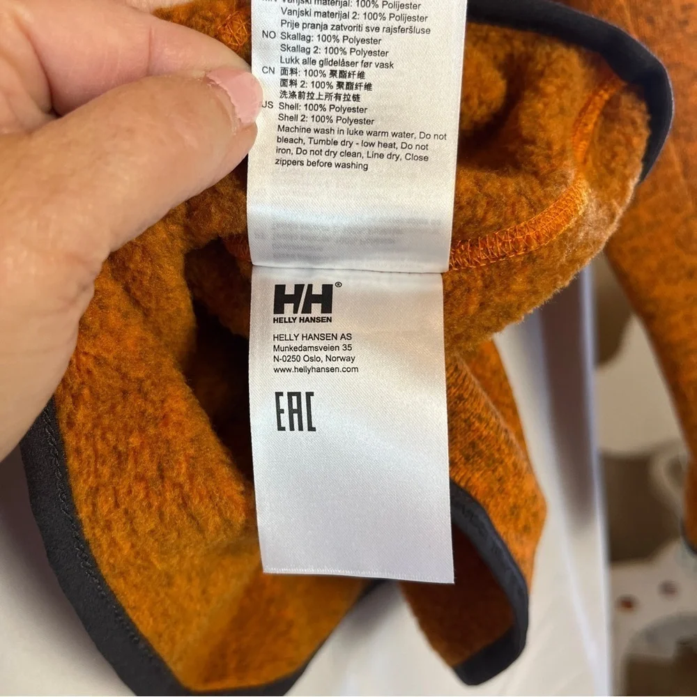 HELLY HANSEN Mens Varde 1/2 Zip Knitted Fleece Pullover Jacket Orange Black S